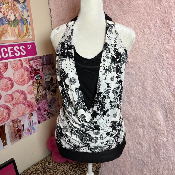 Y2K black and white halter top - Picture 1 of 7